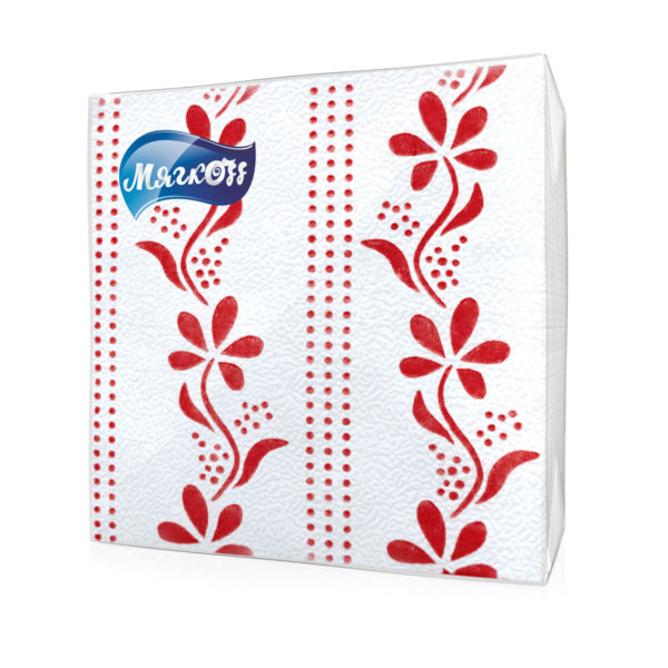 Саратов — Салфетки «Мягкоff» красный цветок оптом.